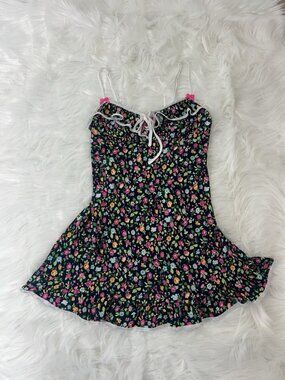 Betsey Johnson Intimates Vintage Cami Short Chemise Nightgown Floral Print Rare